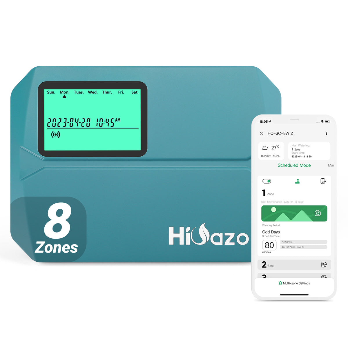 こころページ HiOazo Smart Indoor Sprinkler Controller 8-Zone, WiFi Irrigation Syste