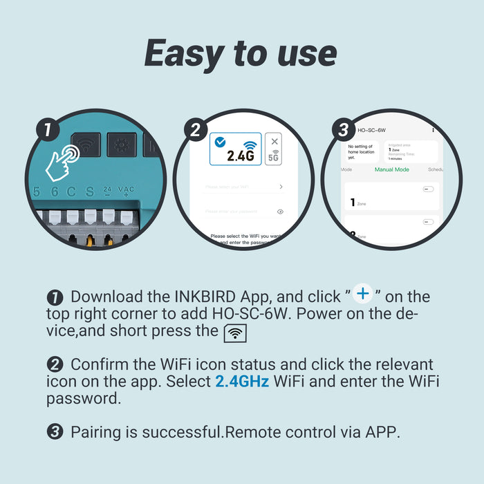 HiOazo 6-Zone Smart Indoor Sprinkler Controller, WiFi Indoor Irrigation Controller, Free APP, Supports Rain Sensor, Seasonal Adjustment, Automatic/ Manual Watering