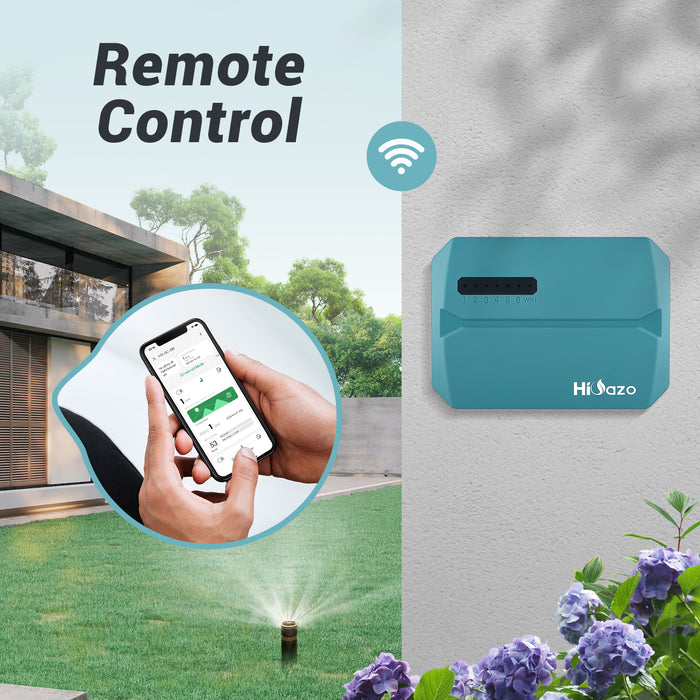 HiOazo 6-Zone Smart Indoor Sprinkler Controller, WiFi Indoor Irrigation Controller, Free APP, Supports Rain Sensor, Seasonal Adjustment, Automatic/ Manual Watering