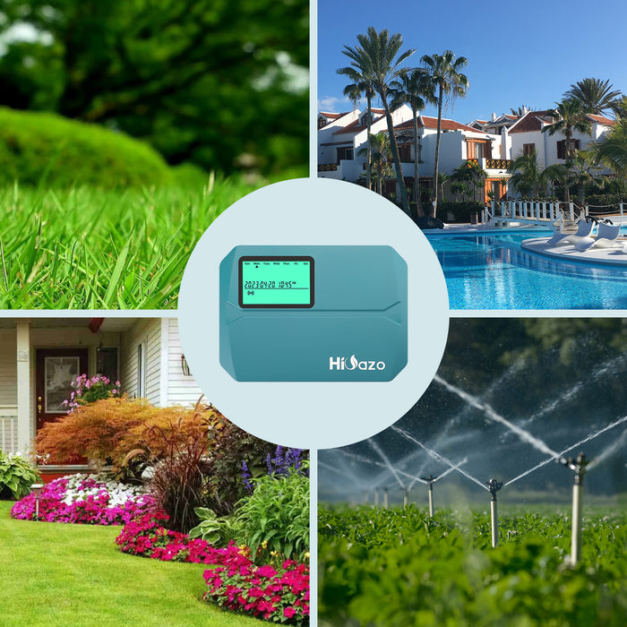 HiOazo Smart Indoor Sprinkler Controller 8-Zone, WiFi Irrigation System Controller, Free APP, Support Rain Sensor, Automatic/ Manual Watering